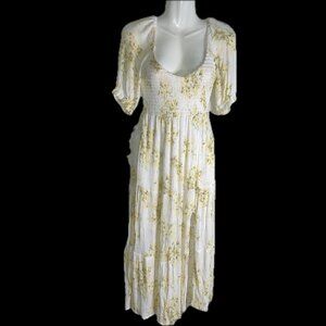 Abercrombie & Fitch Floral Midi Dress with Slit Size XST (Extra Small Tall)